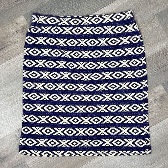 Billabong Tribal Geometric Print Stretchy Knit Mini Skirt Blue White Small - Picture 11 of 11